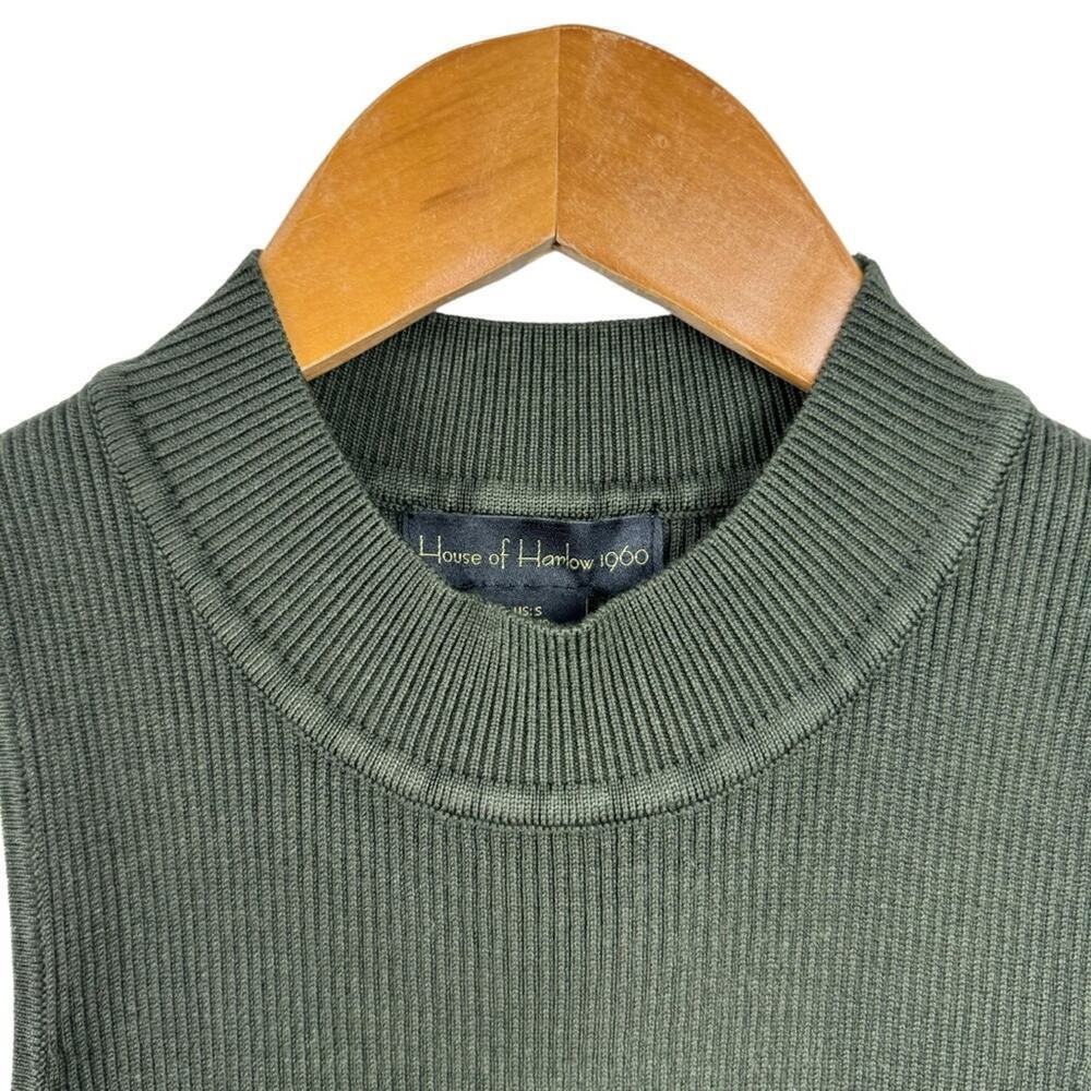 House of Harlow 1960 Sleeveless Mock Neck Ribbed Midi Dress Forest Green Small - Picture 8 of 16